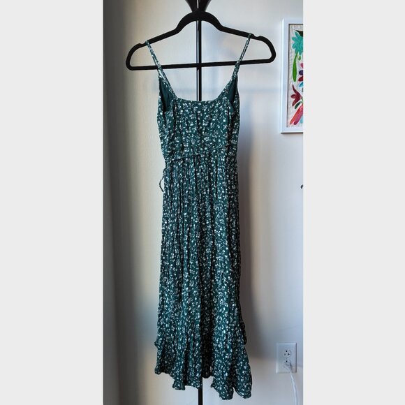Abercrombie & Fitch Petite Green and White Floral Ruffle Hem Wrap Dress - XXSP - Picture 8 of 8